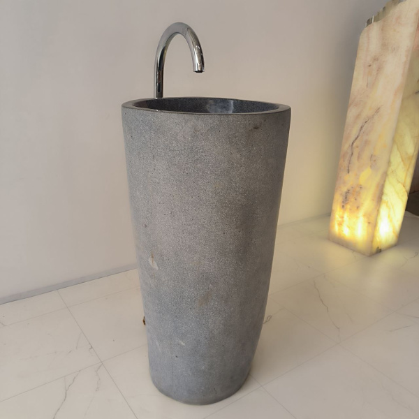 Напольная раковина из речного камня Indo RN-04176 46x46 фото