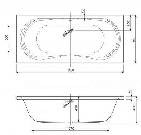 Акриловая ванна Cezares Amalfi 180x80 AMALFI-180-80-45 фото