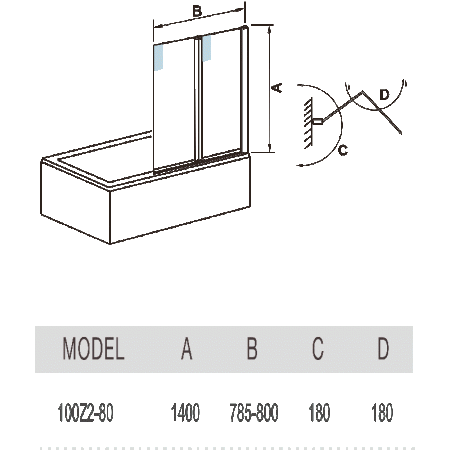 Шторка для ванны складная WeltWasser WW100 100Z2-80 80 см прозрачное стекло фото
