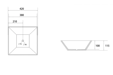 Накладная раковина Abber Rechteck AC2214MB 42x42 черная матовая фото