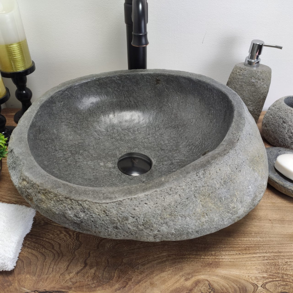 Накладная раковина из речного камня RS0581 (43*41*15) фото