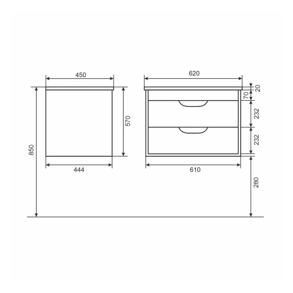 Тумба под раковину Uperwood Modul 65 2930205151 черная фото