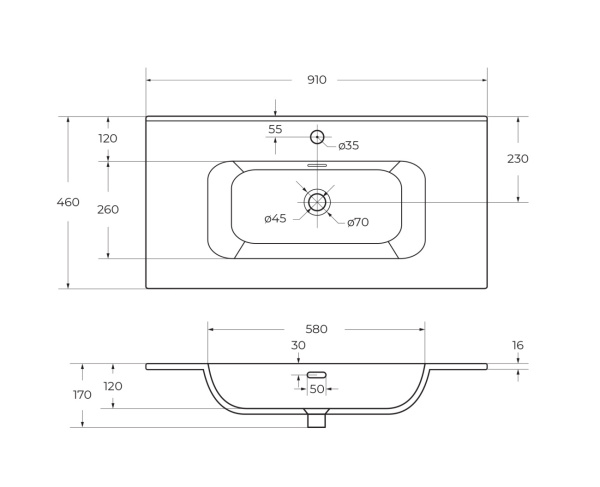 Раковина Cezares CZR-8095-90 90 см фото