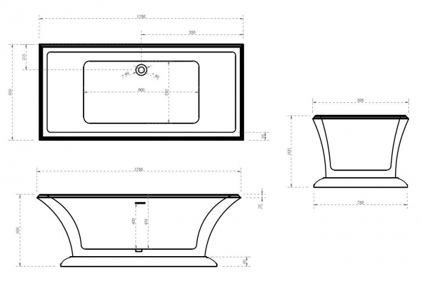 Ванна акриловая Abber AB9238 170x80 фото