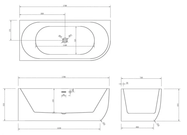 Ванна акриловая Abber AB9315 L 170x75 фото
