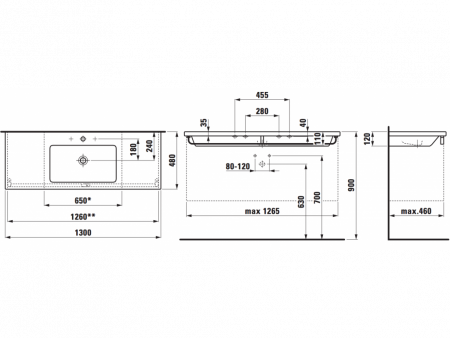 Раковина Laufen Living 8.1643.5.000.104.1 130х48 фото