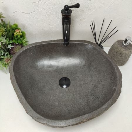 Накладная раковина из речного камня RS01470 (56*46*15) 50F фото