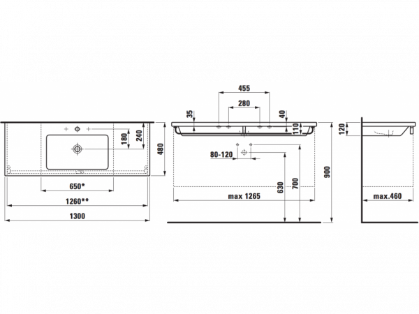 Раковина Laufen Living 8.1643.5.000.104.1 130х48 фото