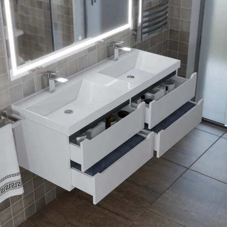 Тумба под двойную раковину Uperwood Tanos 120 2910203303 белая/графит фото