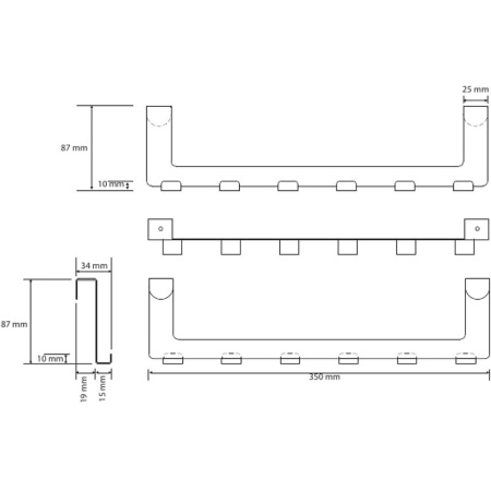 Вешалка на дверь с шестью крючками Bemeta Neo 101106235 хром матовый фото