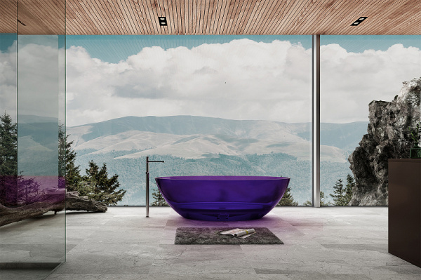Ванна из полиэфирной смолы Abber Kristall AT9702Amethyst 185x80 фиолетовая фото