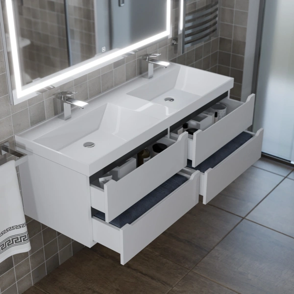 Тумба под двойную раковину Uperwood Tanos 120 2910203303 белая/графит фото