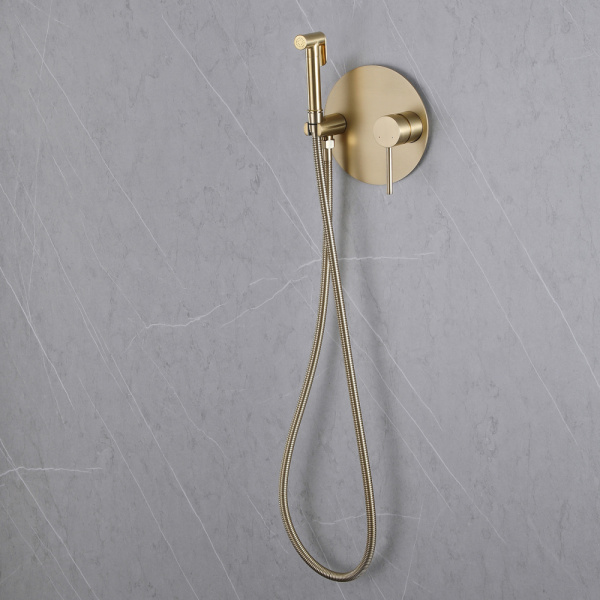 Гигиенический душ со смесителем Abber Emotion AF8826G золото матовое фото