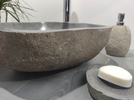 Накладная раковина из речного камня RS386 (46*43*15) фото