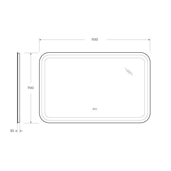 Зеркало с подсветкой, с сенсорным выключателем и подогревом Cezares Stylus CZR-SPC-STYLUS-1100-700-TCH-WARM 110x70 фото