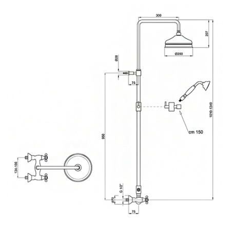 Душевая система Webert Ottocento OT760405010 Золото фото