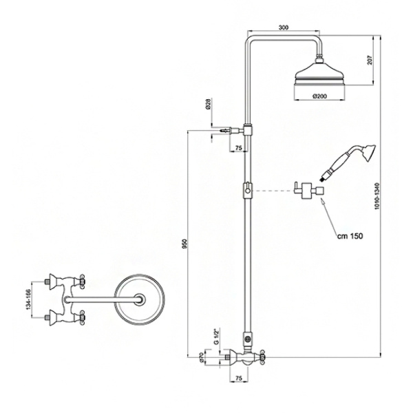 Душевая система Webert Ottocento OT760405015 Хром фото
