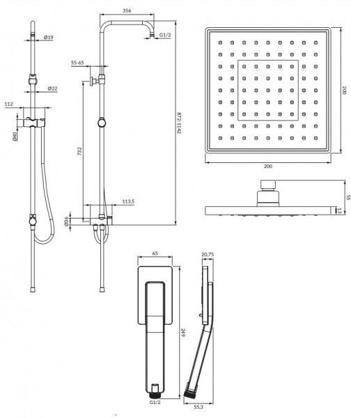 Душевая система (стойка) Omnires Jimjim SYSJIMJIMBL черный фото