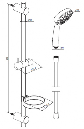 Душевой гарнитур Damixa Contour 760100400 фото