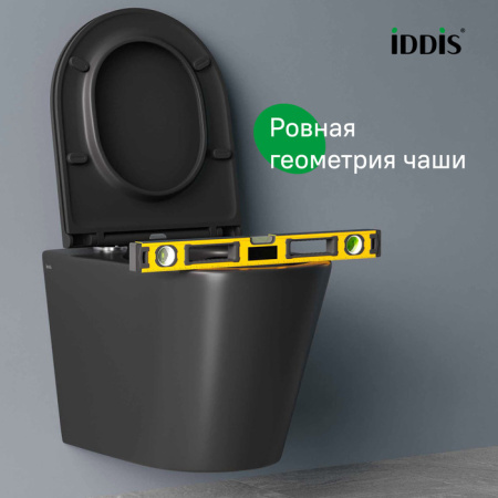 Унитаз подвесной безободковый Iddis Calipso CALR3BMi25 с сиденьем, черный матовый фото