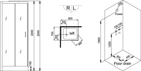 Душевая кабина Grande Home WS128L/S6/BB 90x70 L фото