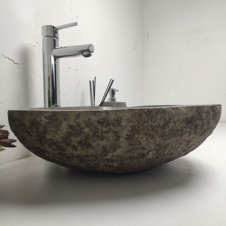 Накладная раковина из речного камня RS01380 (48*39*15) фото