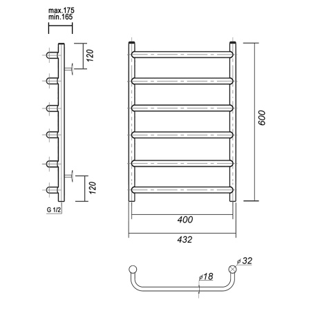 Полотенцесушитель водяной Domoterm Стефано Стефано П6 400x600 фото