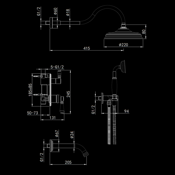Душевая система скрытого монтажа Elghansa Terrakotta 54C0986-Bronze фото