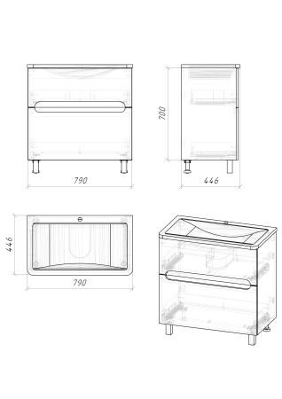 Тумба под раковину Grossman Адель-Норма-80 108023 фото
