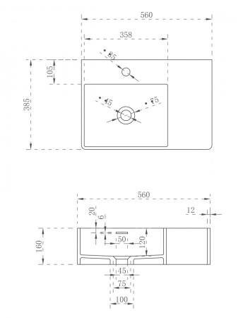 Накладная раковина Abber Stein AS2644 L 56x38 белая матовая фото
