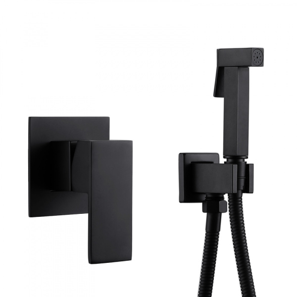 Гигиенический душ со смесителем Abber Daheim AF8225B черный матовый фото