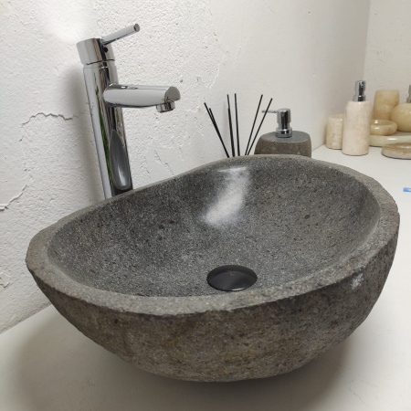 Накладная раковина из речного камня RS01299 (47*37*17) фото