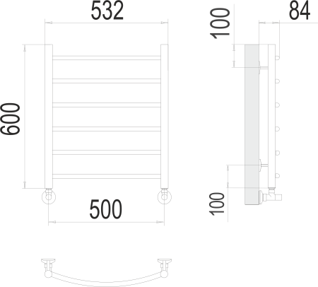 Водяной полотенцесушитель Классик П6 500х600 Terminus 4670078530226 фото