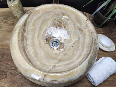 Раковина из мрамора Indo Bowl Grey Tin Lip Small BM-00273 фото