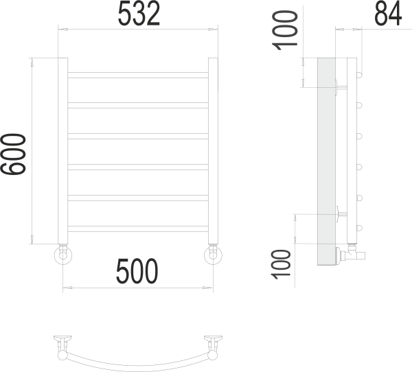 Водяной полотенцесушитель Классик П6 500х600 Terminus 4670078530226 фото
