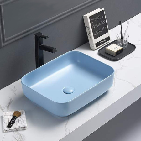 Накладная раковина Comforty T-Y9378ML 00-00007638 50x39 голубая матовая фото