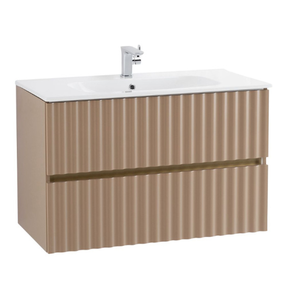 Тумба с раковиной Art&Max Elegant AM-ELEGANT-900-2C-SO-CM-LED капучино матовый / с подсветкой фото