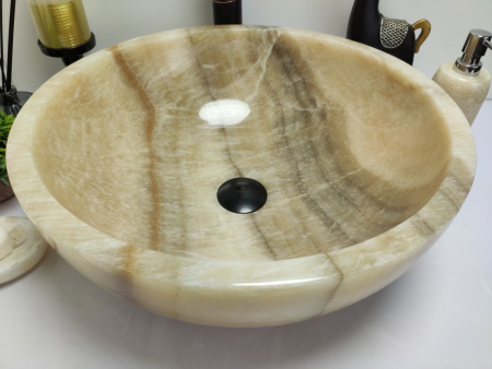 Накладная раковина из оникса Indo Bowl Yellow Medium TinLip BO-00504 фото