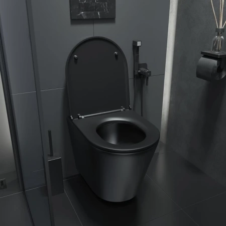 Подвесной унитаз безободковый Iddis Calipso CALR3BMi25 черный матовый фото