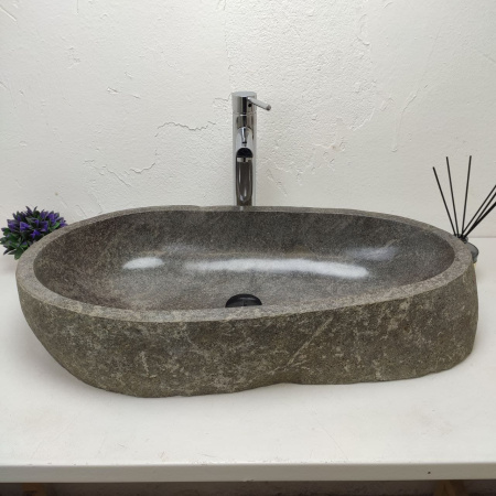 Накладная раковина из речного камня RS01188 (75*37*15) фото