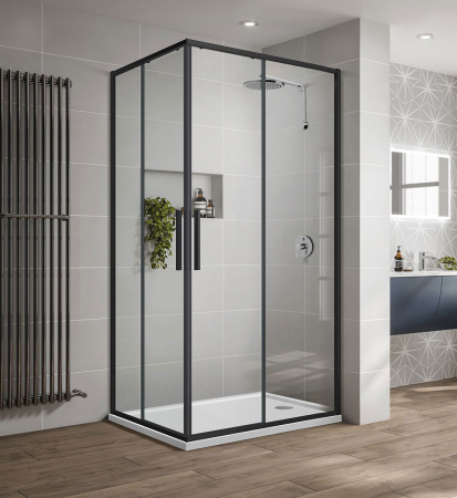 Душевой уголок Vincea Slim-U VSS-2SU8010CLB 100x80 черный фото