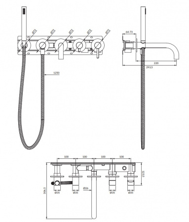 Смеситель для ванны Omnires Y Y1237/1GLB золото брашированное фото