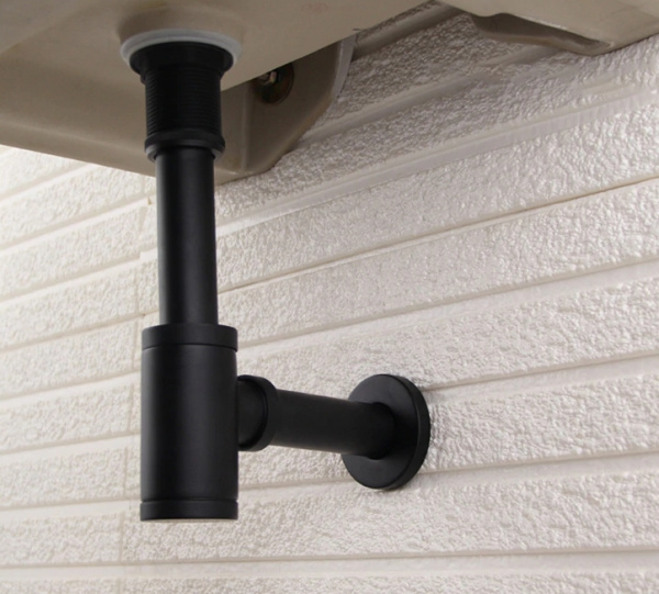 Сифон для раковины CeramaLux С-058 черный матовый фото