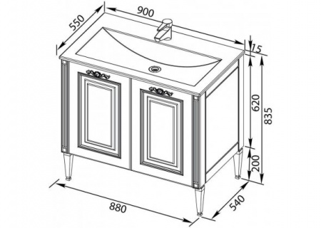 Тумба с раковиной Aquanet Паола 90 00213016 фото