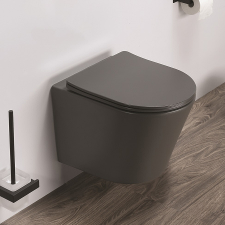 Унитаз подвесной CeramaLux NC B2330-2MDH серый матовый фото