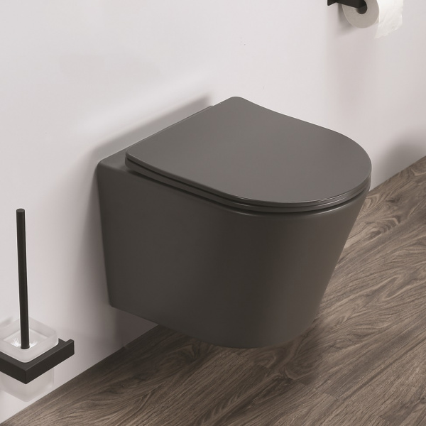 Унитаз подвесной CeramaLux NC B2330-2MDH серый матовый фото