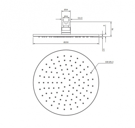 Верхний тропический душ Omnires Slimline WG125CR хром фото