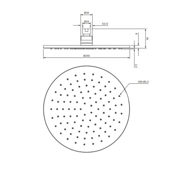 Верхний тропический душ Omnires Slimline WG125CR хром фото