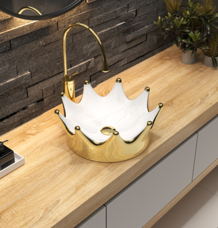 Накладная раковина Bronze de Luxe Queen  4042WG 40x40 золотая фото