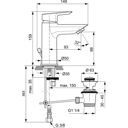 Смеситель для раковины Ideal Standard TESI A6555AA фото